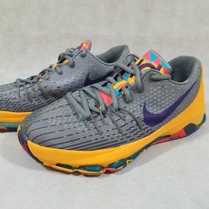 NIKE KD 8 Boys Size 7 Shoes Prince George Basketball Sneaker Gray Multi